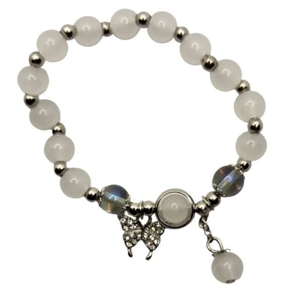 Charm glass‎ beaded butterfly bracelet - Picture 2 of 4